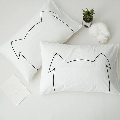 Bear Pillow Cover - Embroidered Rabbit Pillowcase Set - Just Kidding Store