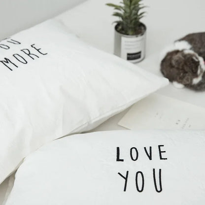 Bear Pillow Cover - Embroidered Rabbit Pillowcase Set - Just Kidding Store