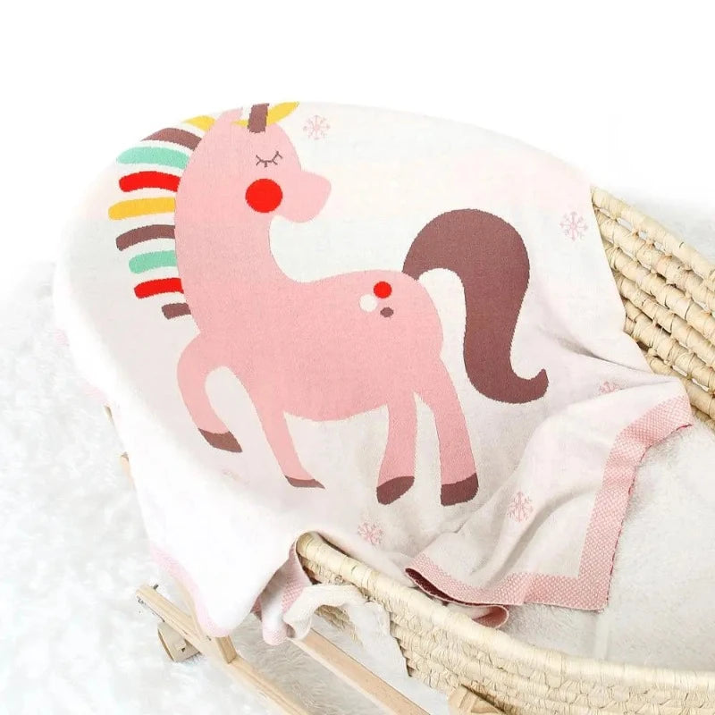 Unicorn Cotton Knit Baby Nursery Blanket - Just Kidding Store