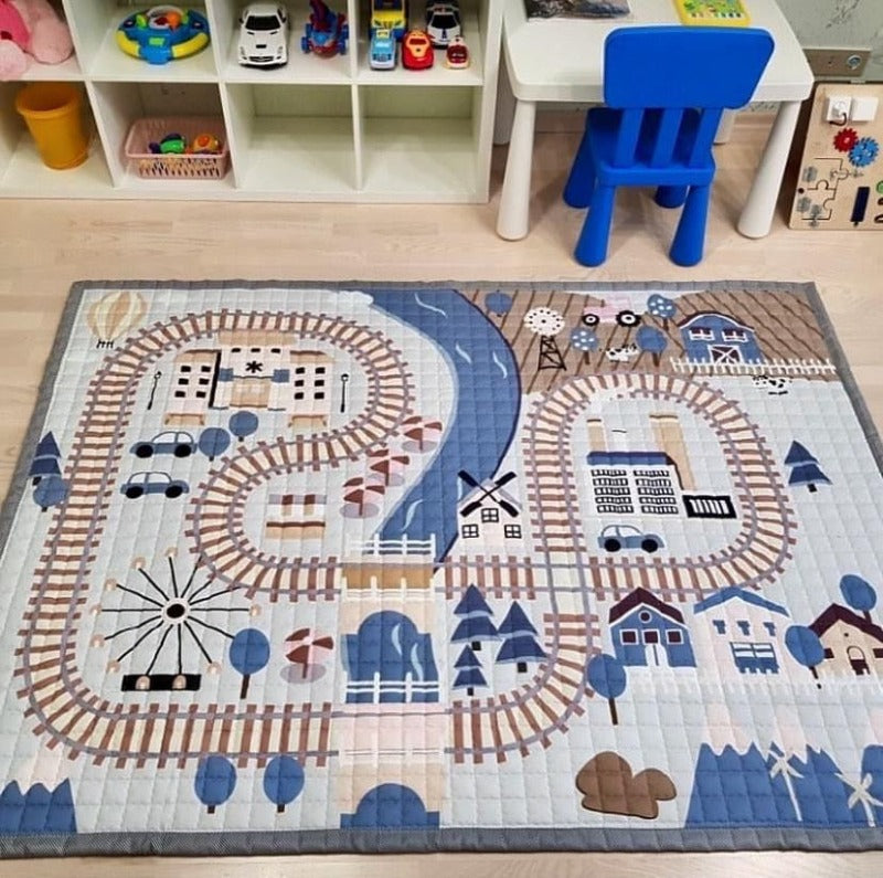 Road Map Oversized Quilted Play Mat Anti Skid Carpet - Just Kidding Store