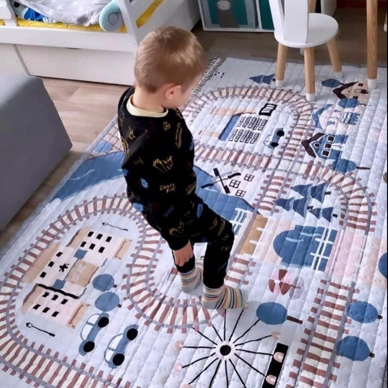 Road Map Oversized Quilted Play Mat Anti Skid Carpet - Just Kidding Store