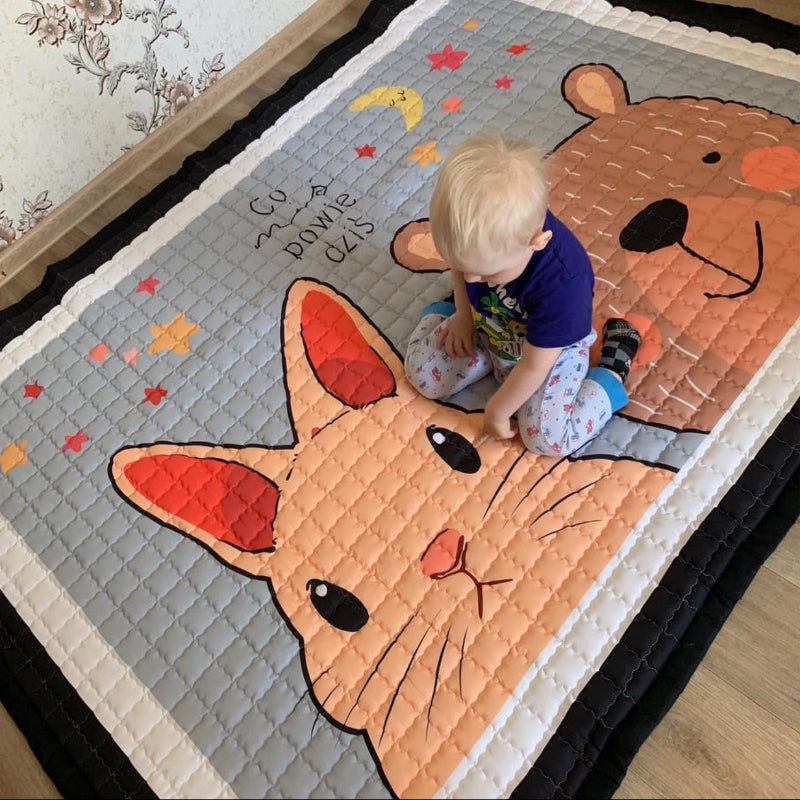 Oversized Play Mat - Quilted Anti Skid Carpet - Fluffy Tails
