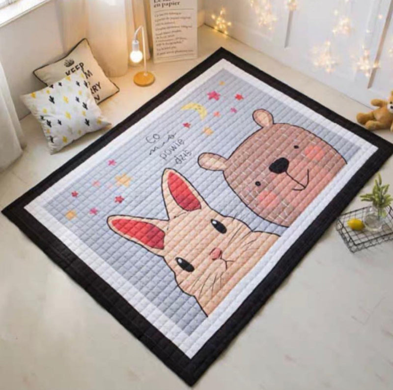 Oversized Play Mat - Quilted Anti Skid Carpet - Fluffy Tails