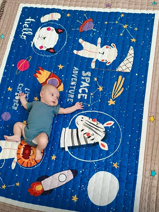 Space Adventure Play Mat - Quilted Anti Skid Carpet - Just Kidding Store