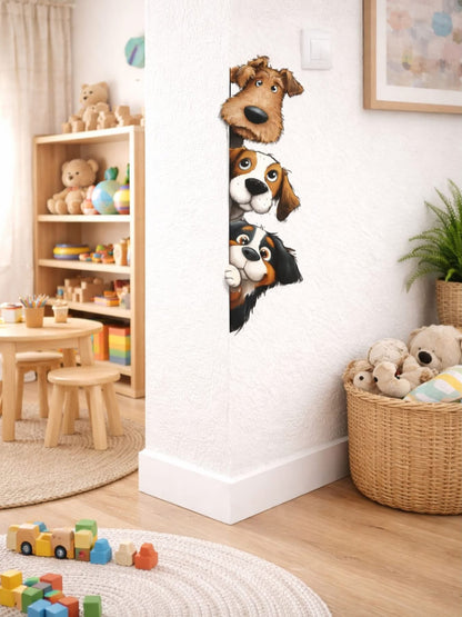 Peeking Dogs Corner Wall Stickers