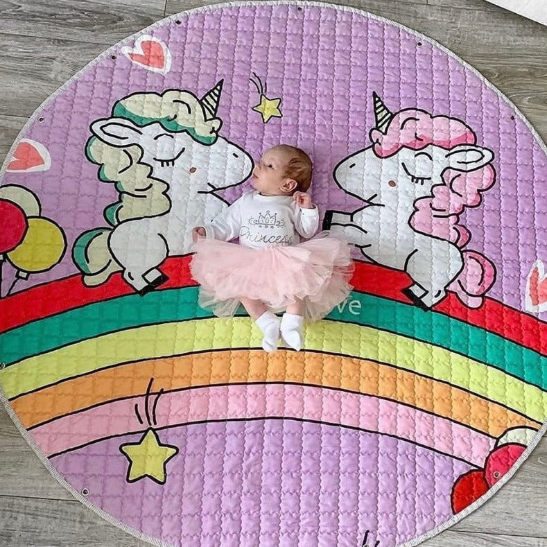 Kids Activity Play Mat Toy Storage Bag Rainbow Unicorns - Just Kidding Store