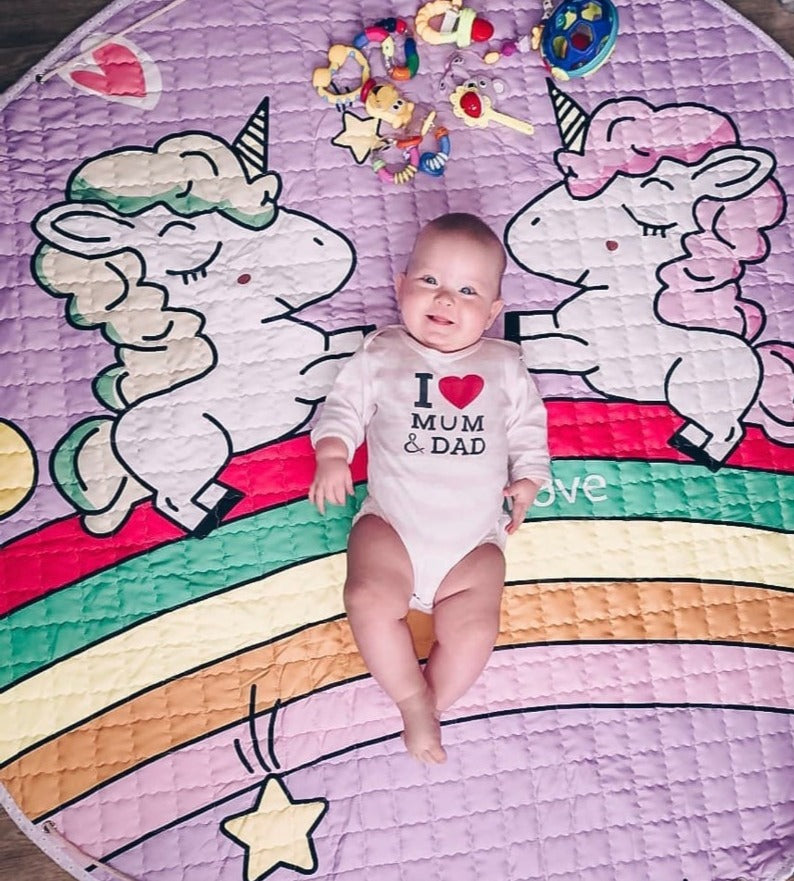 Kids Activity Play Mat Toy Storage Bag Rainbow Unicorns - Just Kidding Store