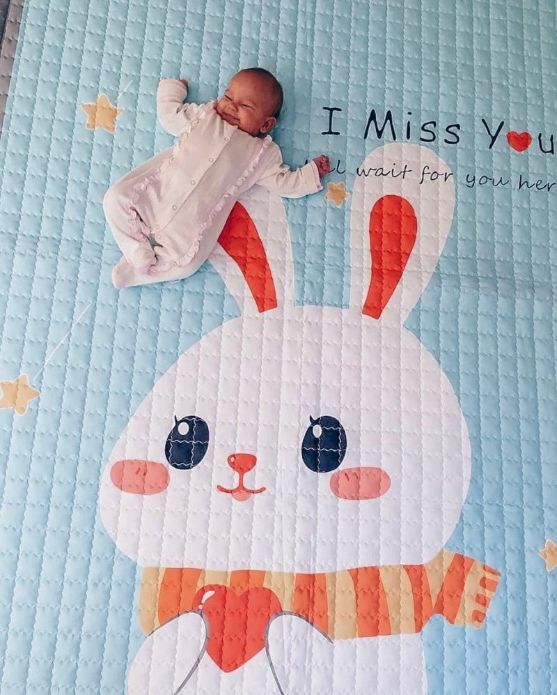 Bunny Love Oversized Play Mat - Quilted Anti Skid Carpet - Just Kidding Store