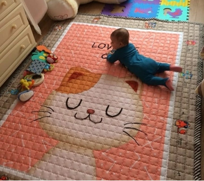 Sleepy Kitty Play Mat - Quilted Anti Skid Carpet - Just Kidding Store