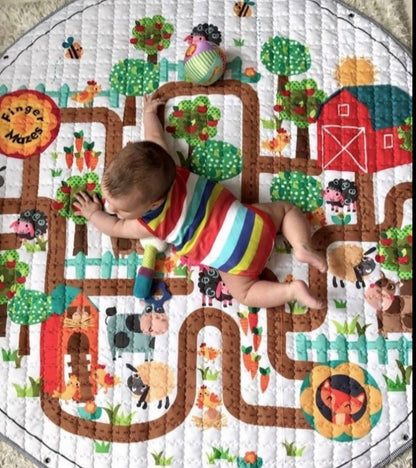 Activity Play Mat - Toy Storage Bag - Farm Maze - Just Kidding Store