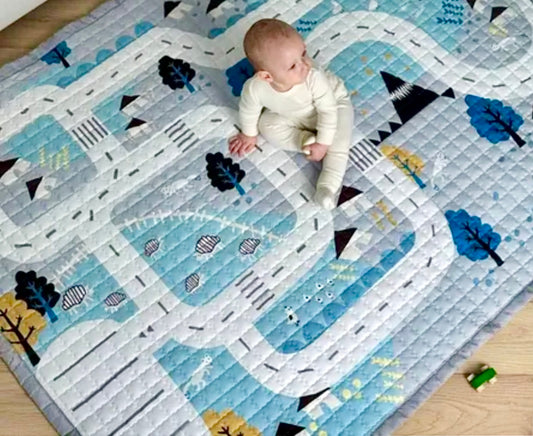 Oversized Play Mat - Quilted Anti Skid Carpet - Nordic Forest