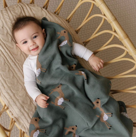 Little Fawn Baby Children's Cotton Knitted Blanket - Just Kidding Store