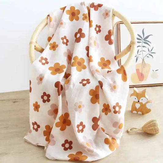 Floral Cotton Bamboo Oversized Swaddle Blanket - Just Kidding Store