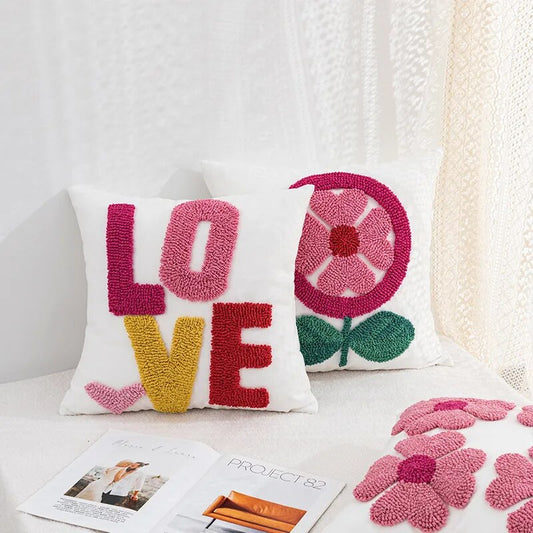 Love Hearts Tufted Pillow Covers - Just Kidding Store