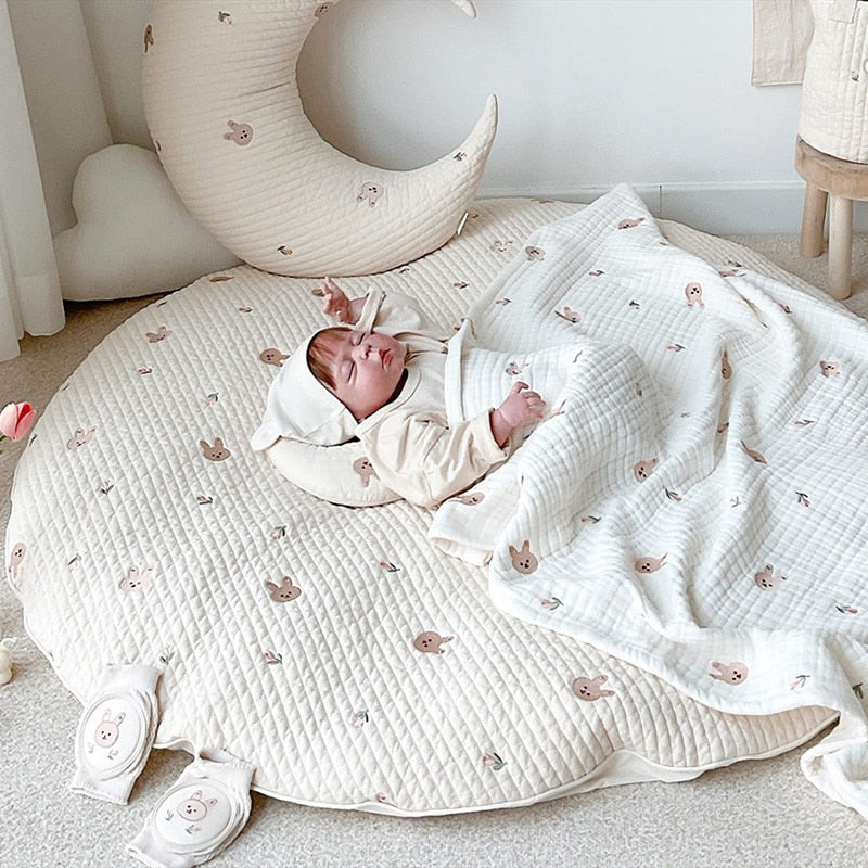 Round Embroidered Padded Baby Play Mat - Just Kidding Store