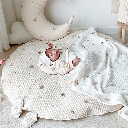 Round Embroidered Padded Baby Play Mat - Just Kidding Store