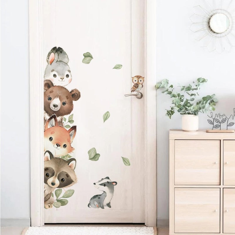 Peeking Forest Animals Corner Wall Decal - Just Kidding Store