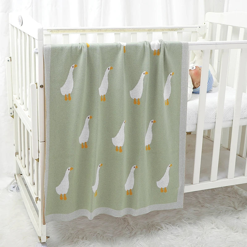 White Goose Cotton Knitted Blanket - Just Kidding Store