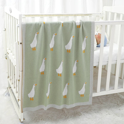 White Goose Cotton Knitted Blanket - Just Kidding Store