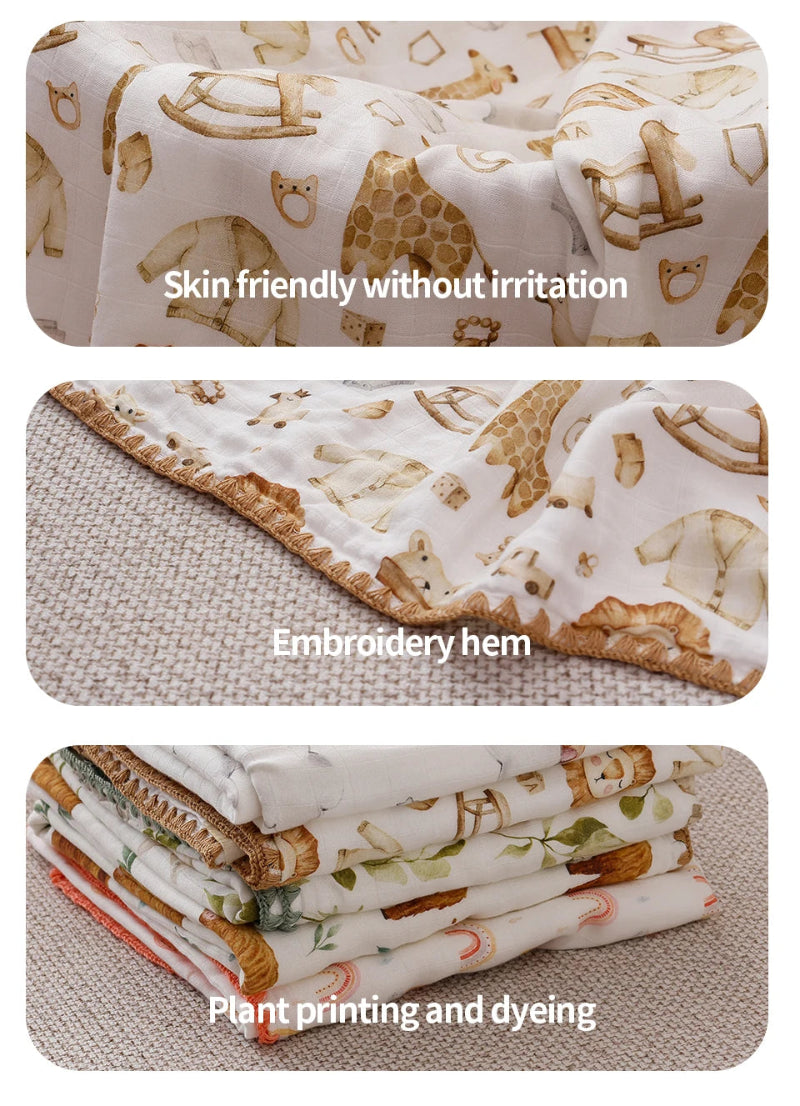 4 Layers Premier Bamboo Cotton Swaddle Blanket - Just Kidding Store
