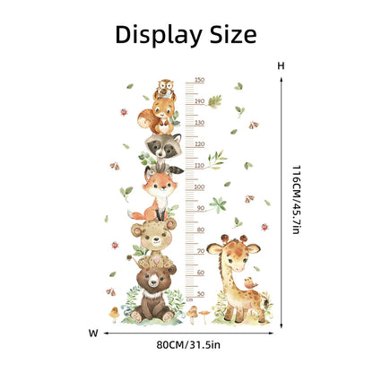 Cartoon Animals Height Measure Decal - Growth Chart Sticker - Just Kidding Store