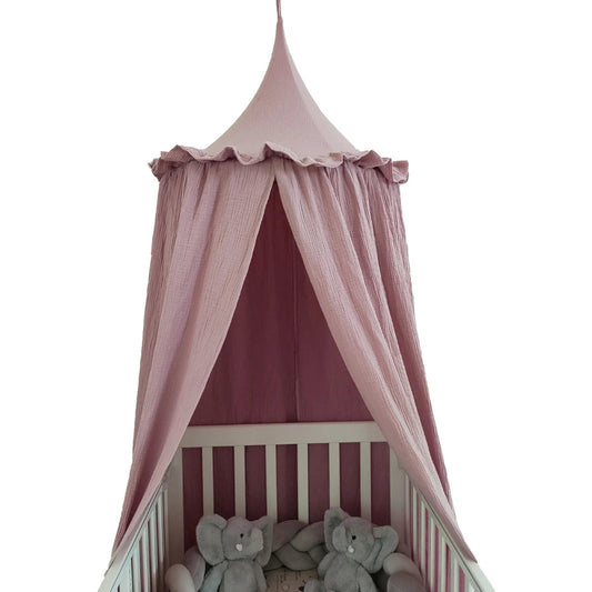 OEKO-Tex Premium Muslin Cotton Canopy With Frills - Just Kidding Store
