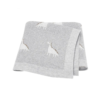 Baby Dino Cotton Knitted Nursery Blanket - Just Kidding Store