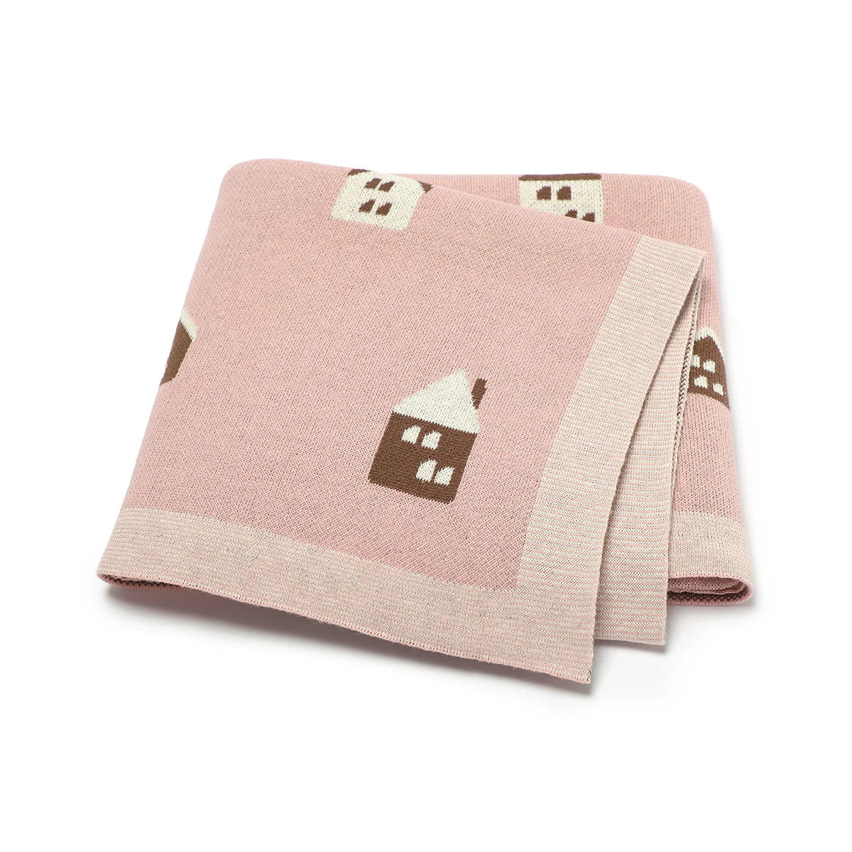 Brown House Cotton Baby Kids Knitted Blanket - Just Kidding Store