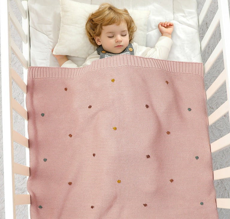 Colorful Dots Cotton Knitted Blanket - Just Kidding Store