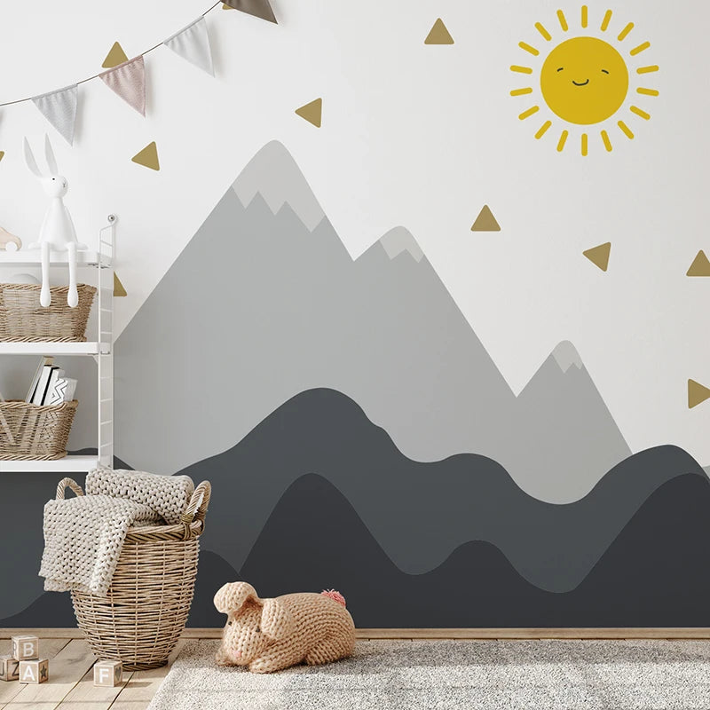 Sunrise Mountain Landscape Fabric Wall Sticker - Just Kidding Store