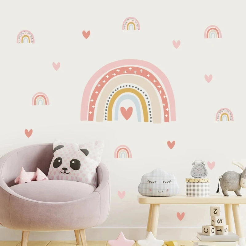 Rainbow Hearts Wall Stickers - Just Kidding Store