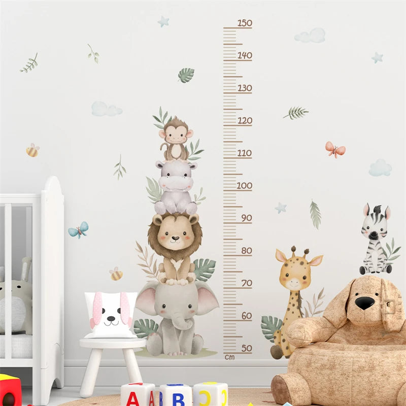 Safari Animals Height Measure Decal - Growth Chart Sticker - Just Kidding Store