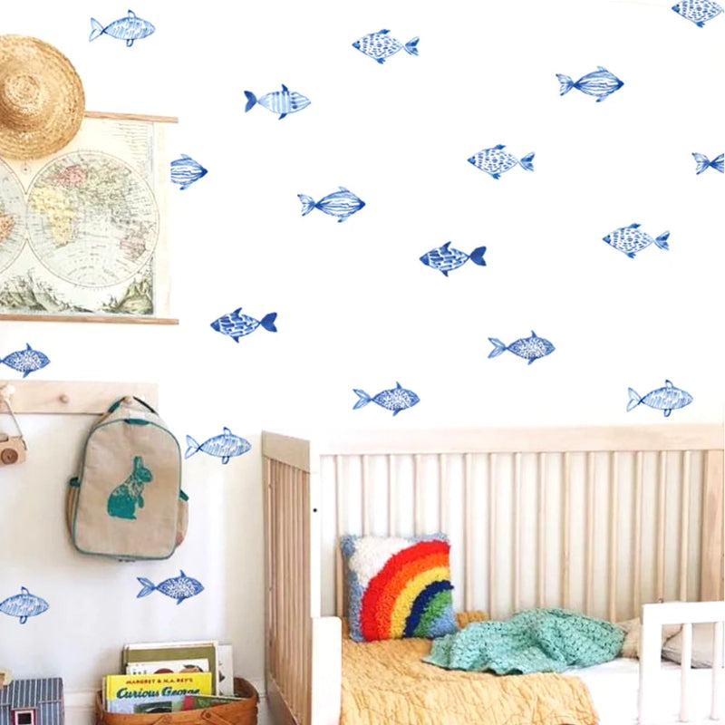 Hand Drawn Watercolor Fish  Wall Decals - Just Kidding Store