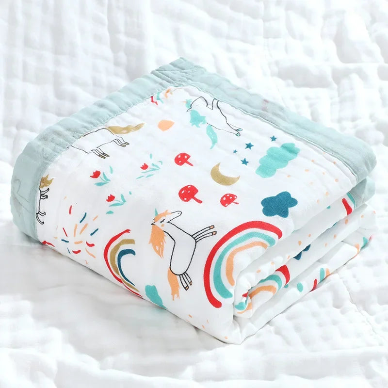 6 Layers Cotton Blanket Baby Kids Muslin Wrap - Just Kidding Store