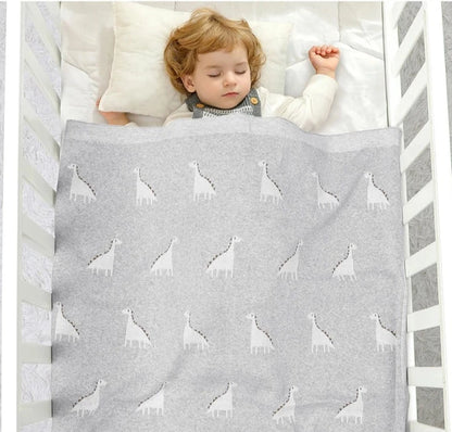 Baby Dino Cotton Knitted Nursery Blanket - Just Kidding Store