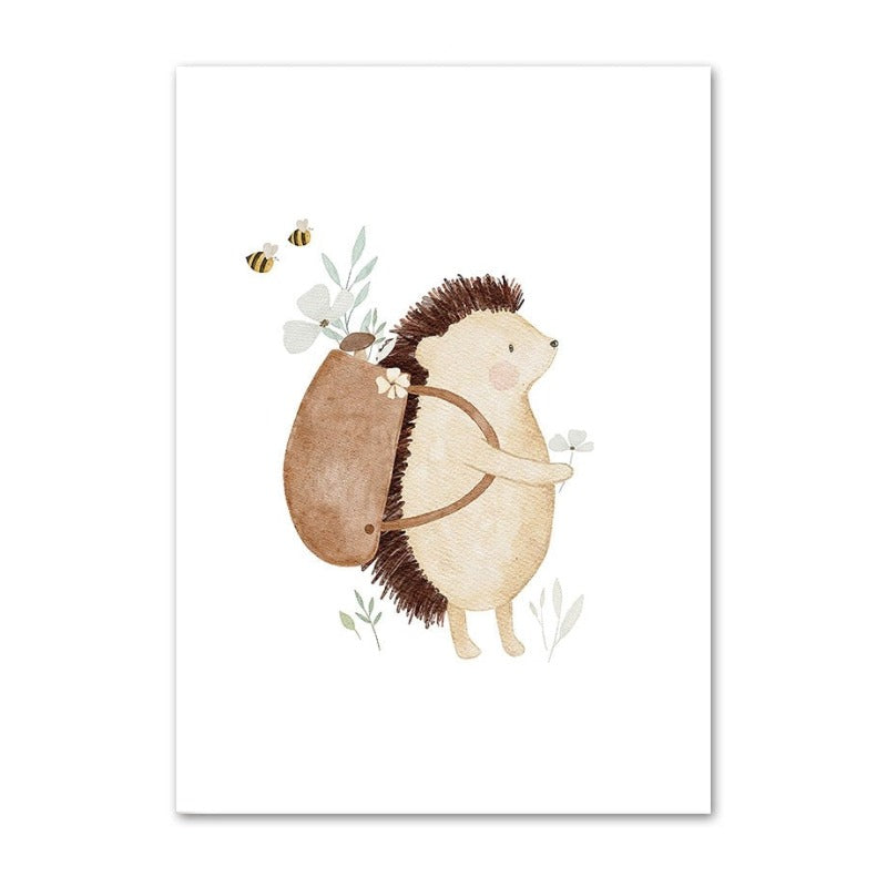 Boho Fox Rabbit Bee Bear Hedgehog Flower Canvas Posters - Just Kidding Store