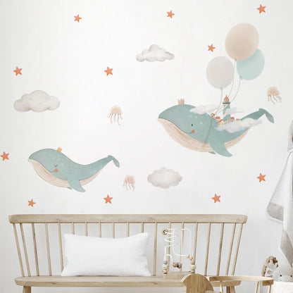 Cartoon Whale Balloon Wall Decals - Just Kidding Store