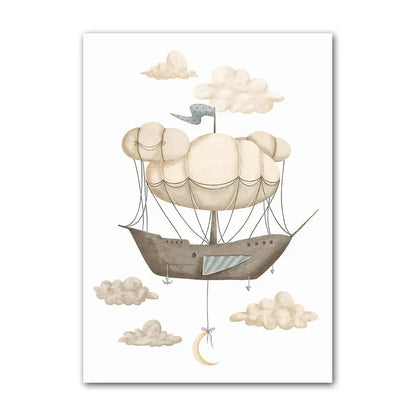 Watercolour Celestial Whales Nursery Canvas Prints - Just Kidding Store