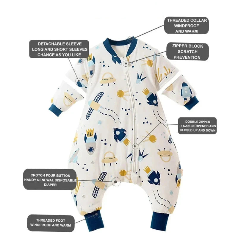 Split Leg Sleep Sack - Detachable Sleeve Sleeping Bag - 3 Thickness Option - Just Kidding Store