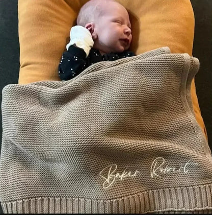 Personalized Name Cotton Knitted Blanket - Just Kidding Store