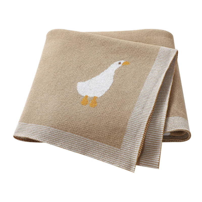 White Goose Cotton Knitted Blanket - Just Kidding Store
