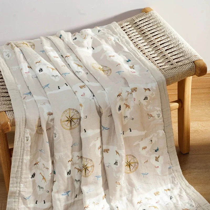 4 Layers Premier Bamboo Cotton Swaddle Blanket - Just Kidding Store