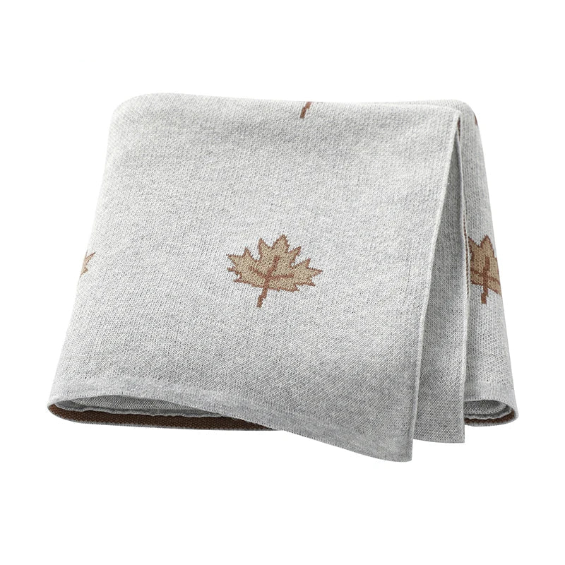 Maple Leaf Cotton Baby Kids Knitted Blanket - Just Kidding Store