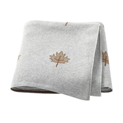 Maple Leaf Cotton Baby Kids Knitted Blanket - Just Kidding Store