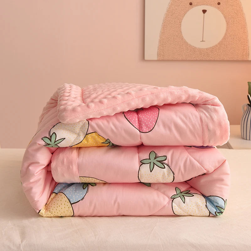 Strawberry Winter Thick Quilt - Warm Bedspread - Just Kidding Store