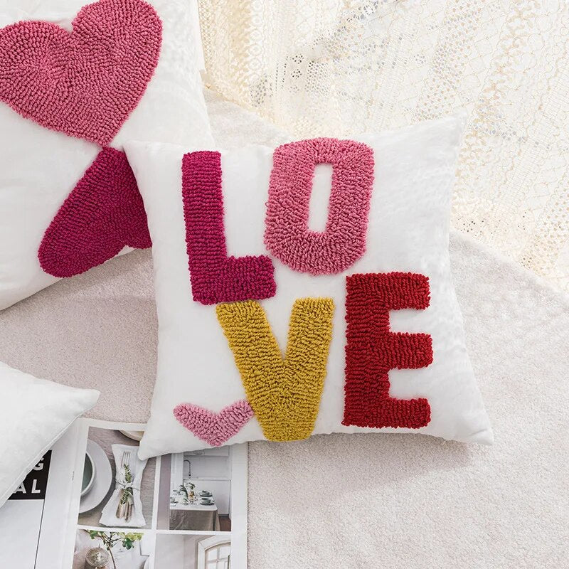 Love Hearts Tufted Pillow Covers - Just Kidding Store