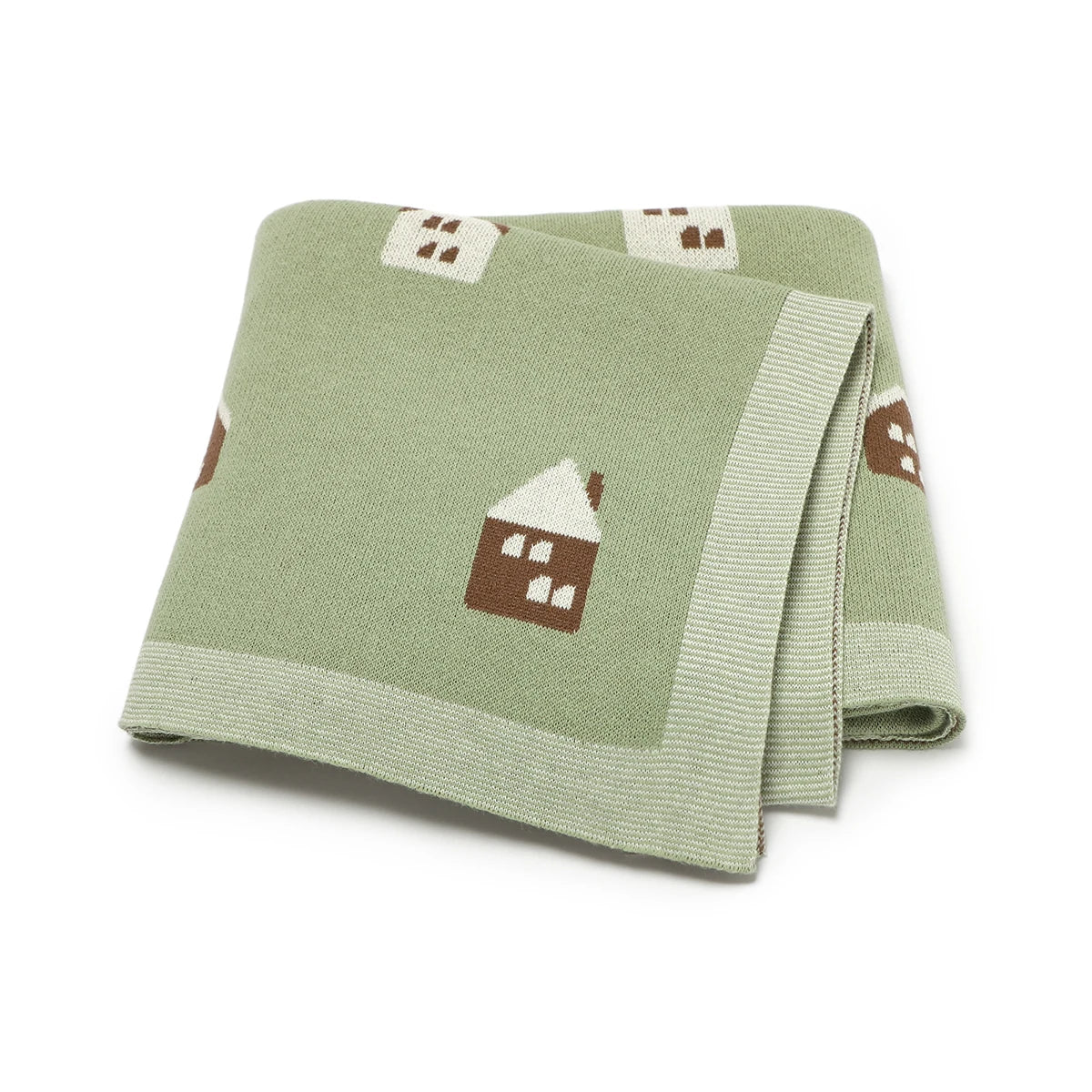 Brown House Cotton Baby Kids Knitted Blanket - Just Kidding Store
