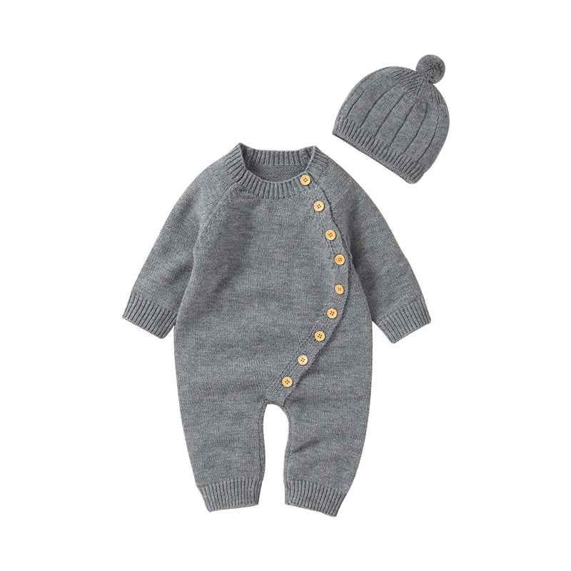 Cozy Button Knit Romper Set - Just Kidding Store