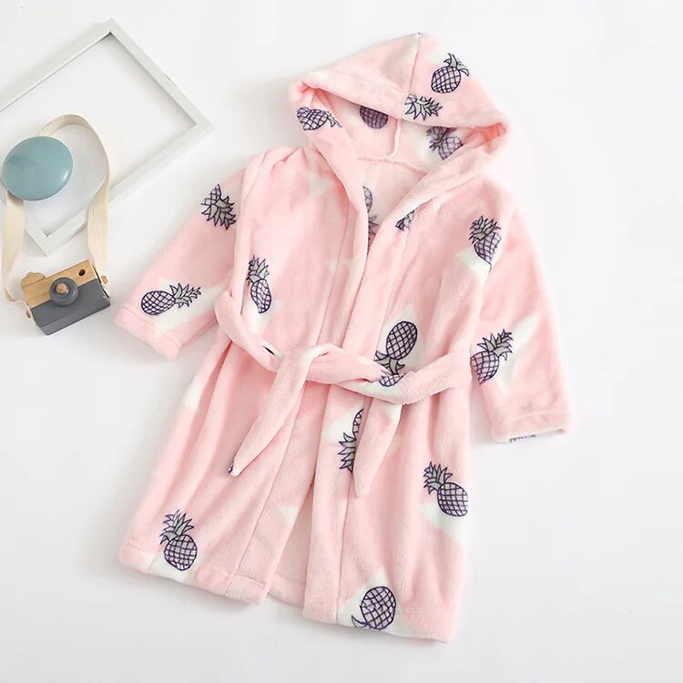 Plush Hooded Robe - Kids Fleece Nightgown - Just Kidding Store