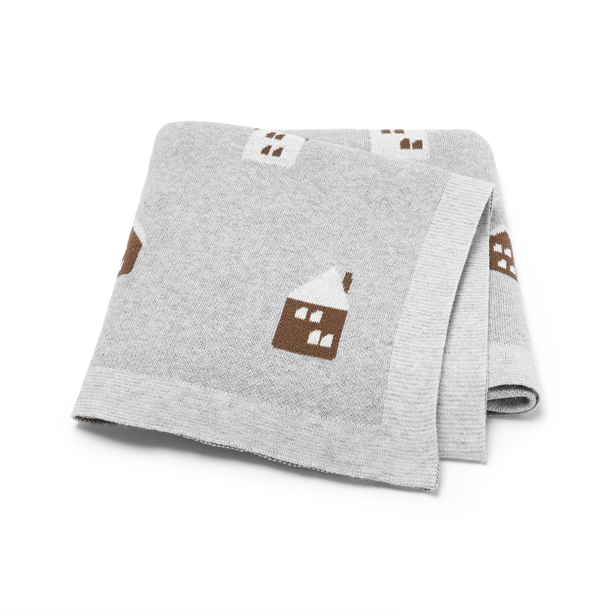 Brown House Cotton Baby Kids Knitted Blanket - Just Kidding Store